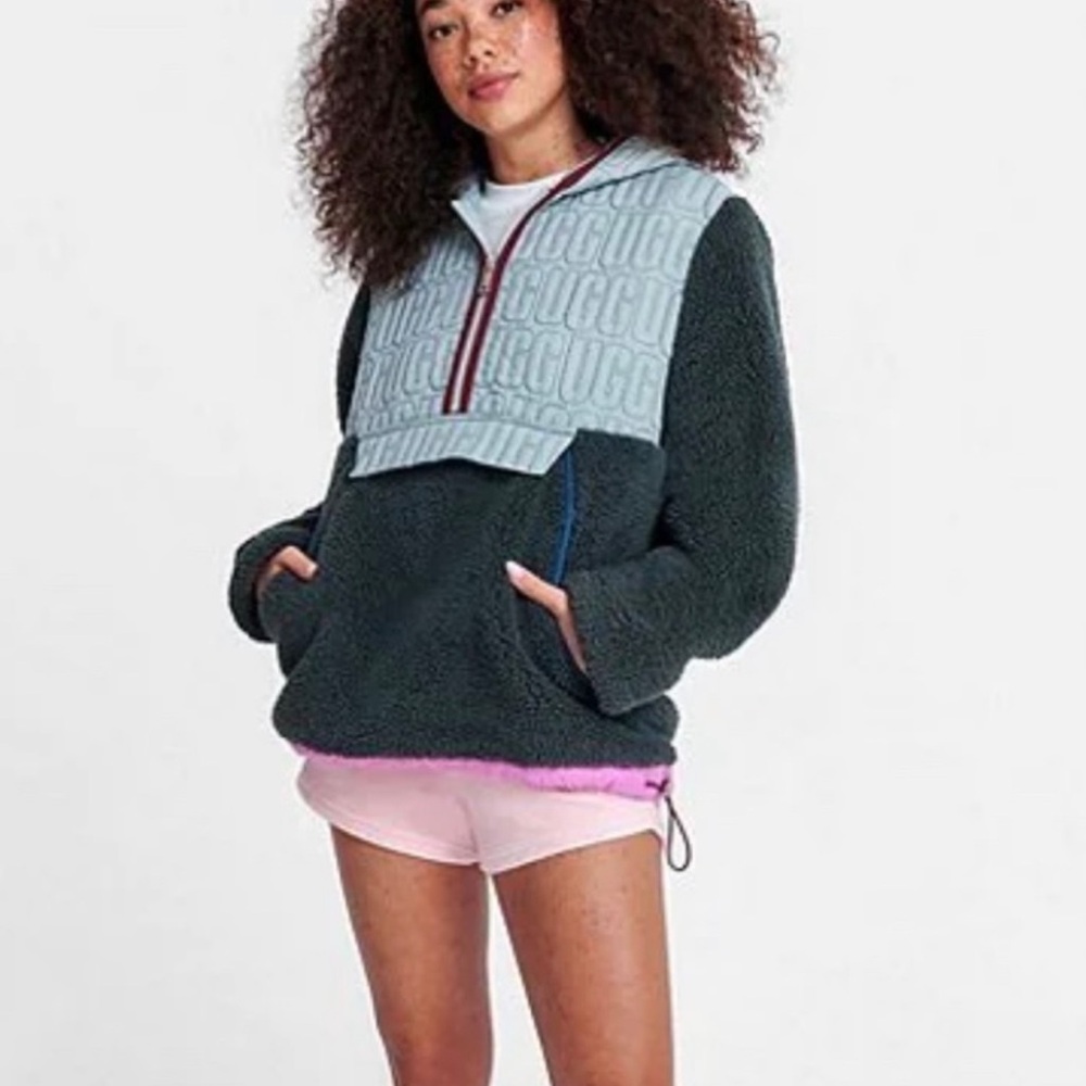 UGG Small Iggy Blue Sherpa Half Zip Hoodie